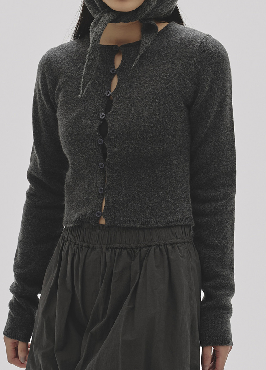 開釦短版針織上衣